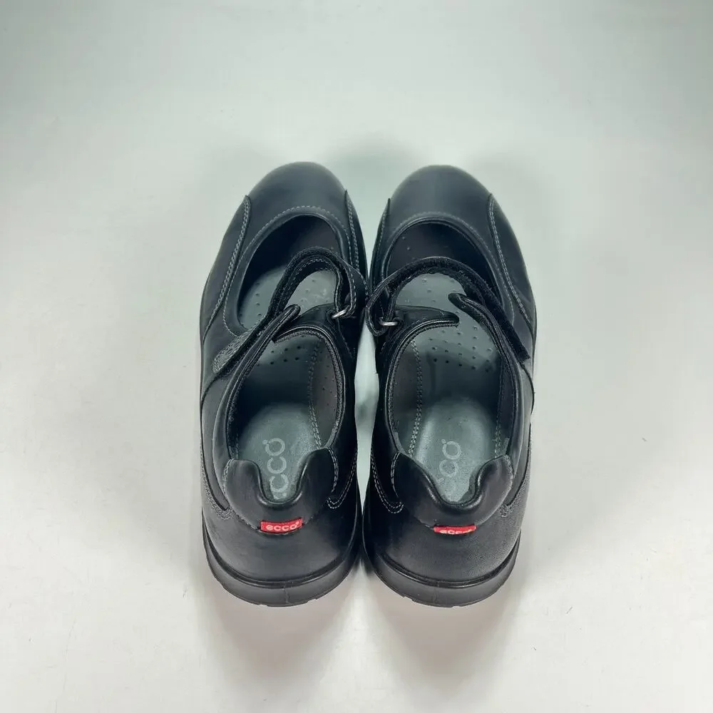 ECCO Dash Mary Jane Black Leather Comfort Flats Shoes Women's Size US 8.5 EU 39 - Picture 6 of 11